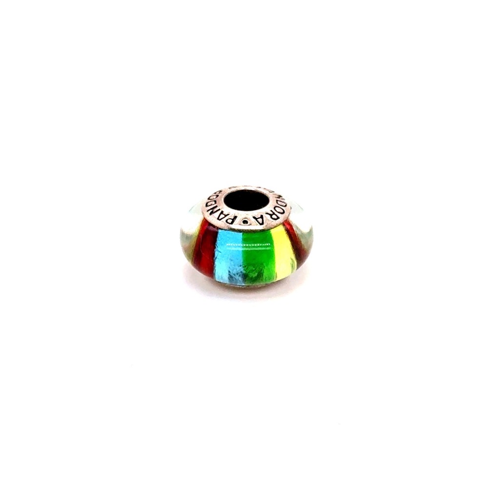 Pandora Rainbow Murano Glass Charm Sterling Silver ALE S925 Stripe Bead